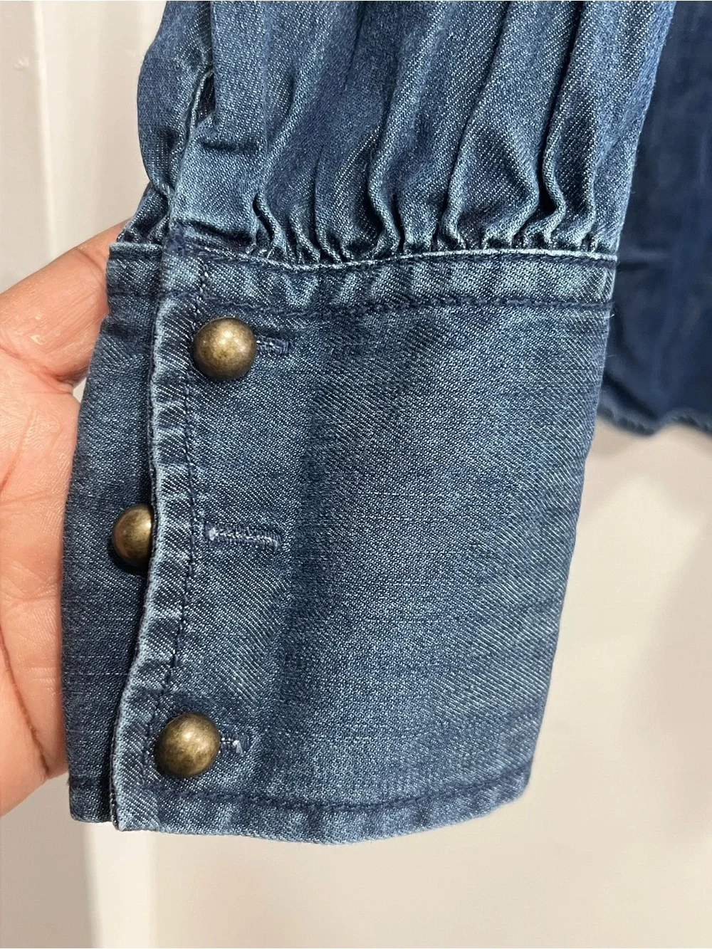 Denim Tie-Neck Shirt - Blue
